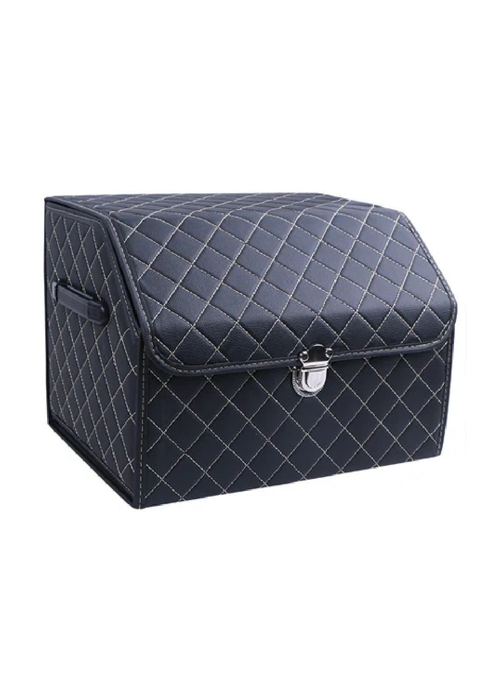Органайзер сумка бокс кейс в багажник автомобиля складной с замком ручками 40х32х30 см (476982-Prob) Черный с белой строчкой Unbranded (293148795)