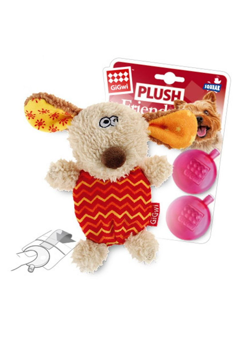 Игрушка для собак Собачка с пискавкой Plush, текстиль, пластик, 13 см (75304) GiGwi (279572938)