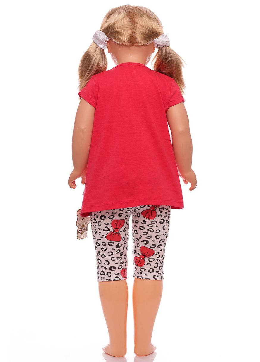 Червоний літній костюм літній для дівчинки з рюшкою бантик червоний 80 см (43096) BABYKROHA