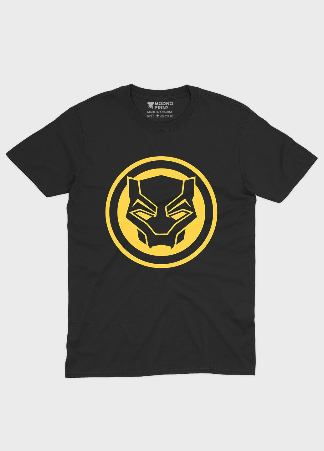Чорна демісезонна футболка для хлопчика з принтом супергероя - чорна пантера (ts001-1-bl-006-027-004-b) Modno