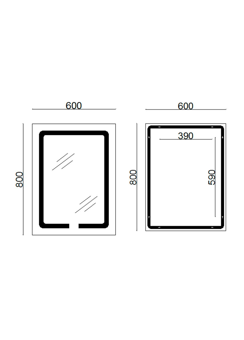 Зеркало Kubis 600х800 с LED-подсветкой Touch, с антизапотеванием, с димером, рег. яркости LD78LF9376080 LIDZ KU1 (338434584)