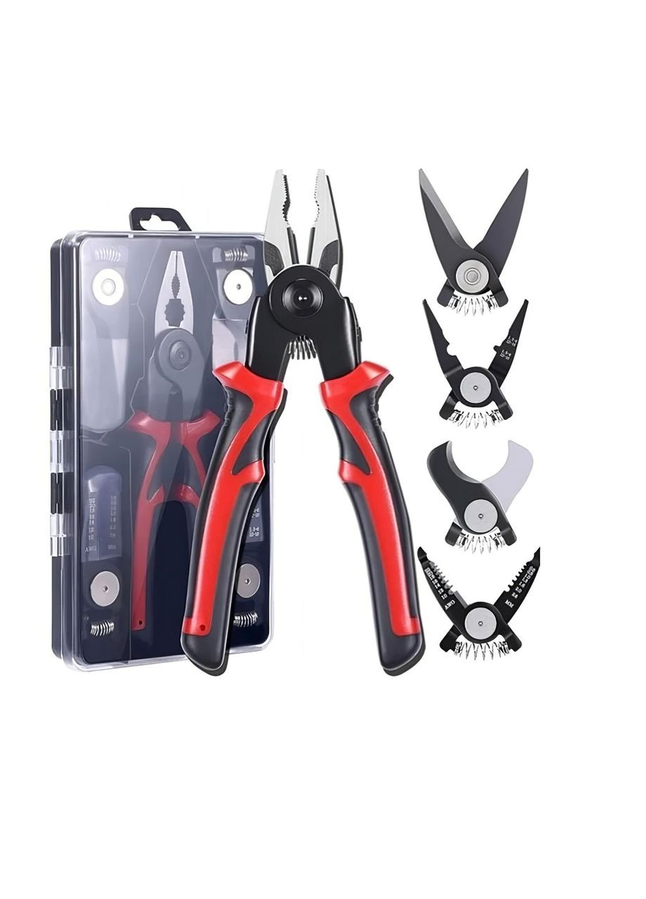 Плоскогубцы многофункциональные со сменными насадками набор 5 в 1 в футляре, пассатижи, кусачки, ножницы по металлу Home (361161872)