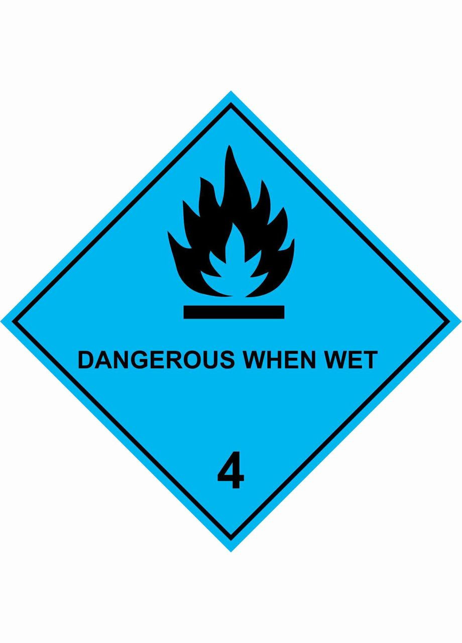 Наклейка, що попереджає автомобіль "Dangerous when wet. Небезпечно у вологому стані. Клас 4" Кавун наліпка (316142039)