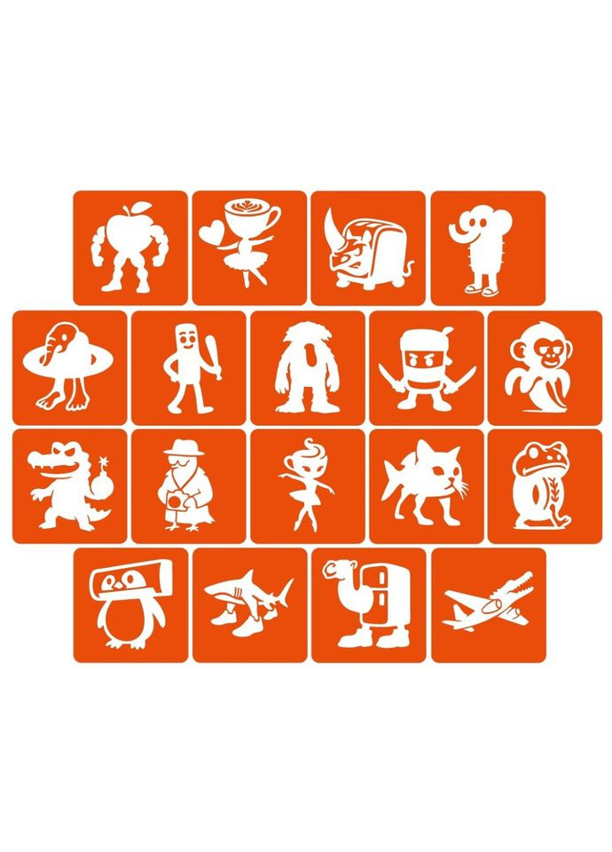 Набор трафаретов для биотата "Итальянский брейнрот №1" Italian-brainrot_5x5_18_1 Fresh Tattoo (367592612)