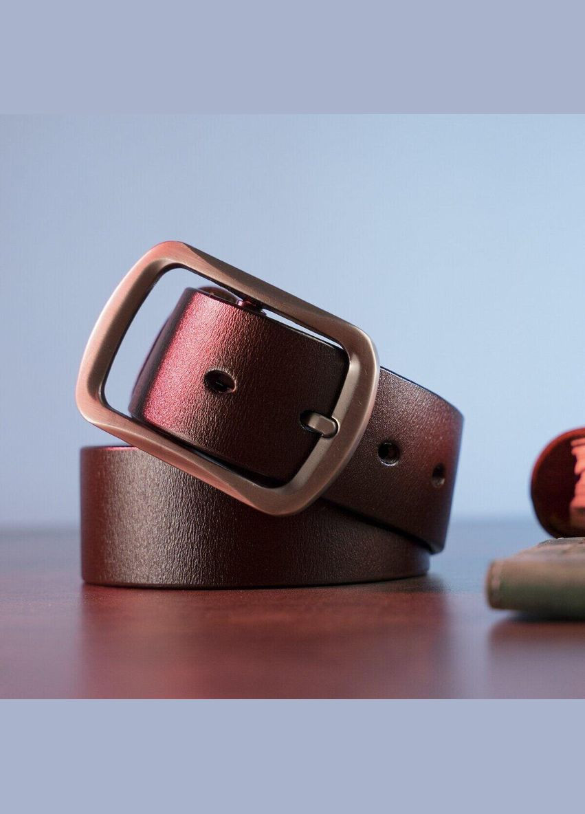 Чоловічий шкіряний ремінь із закругленою класичної пряжкою 20230 Коричневий Vintage (329151201)
