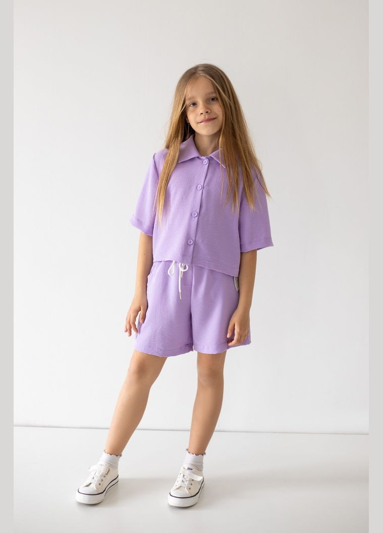 Бузковий літній комплект для дівчаток 04-2942-128 122 см Авекстекс