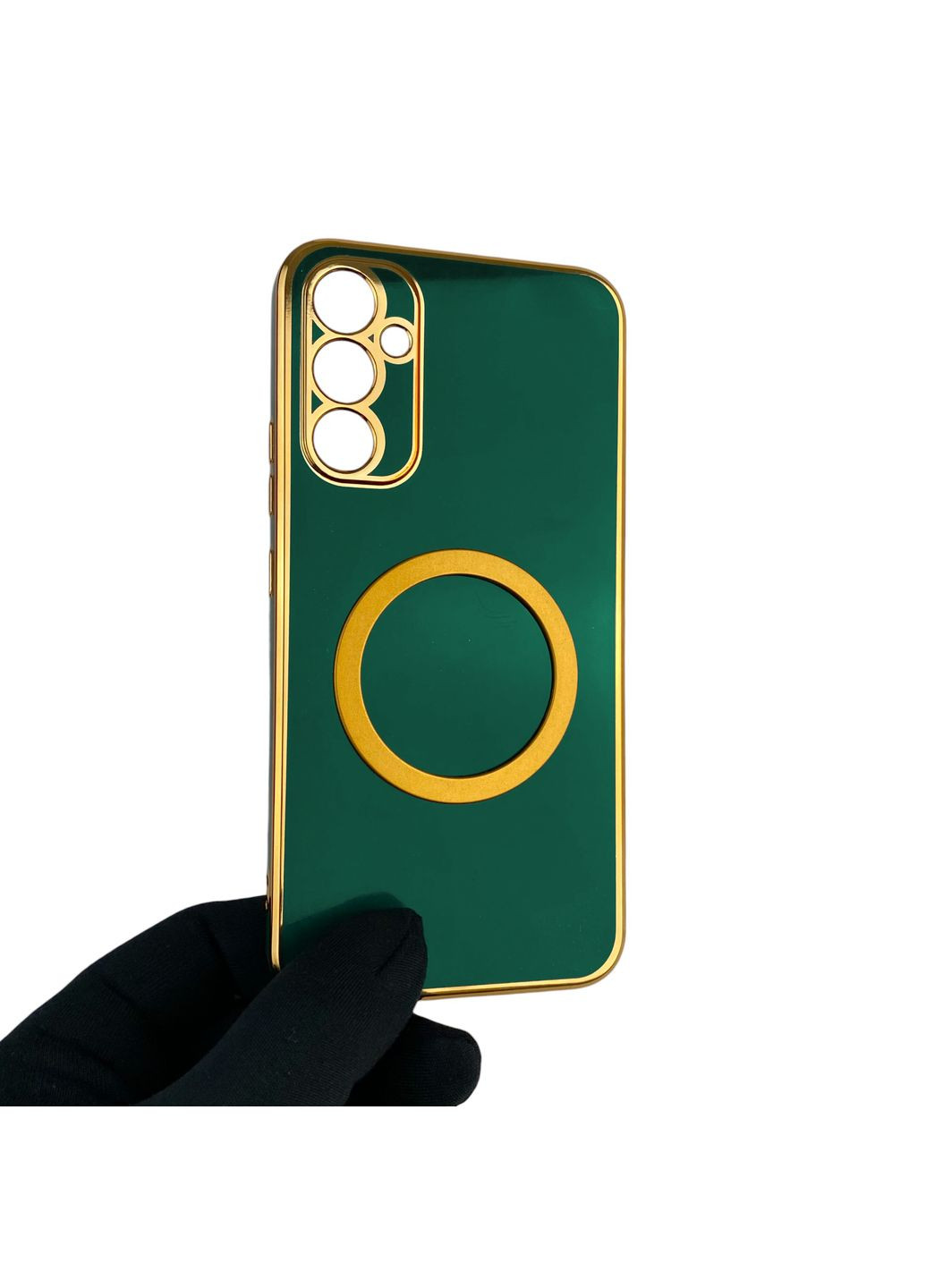 Чохол для Galaxy A34 5G (SM-A346E) з кільцем MagSafe із золотою окантовкою на самсунг а34 темно-зелений gs1 Samsung (366389408)
