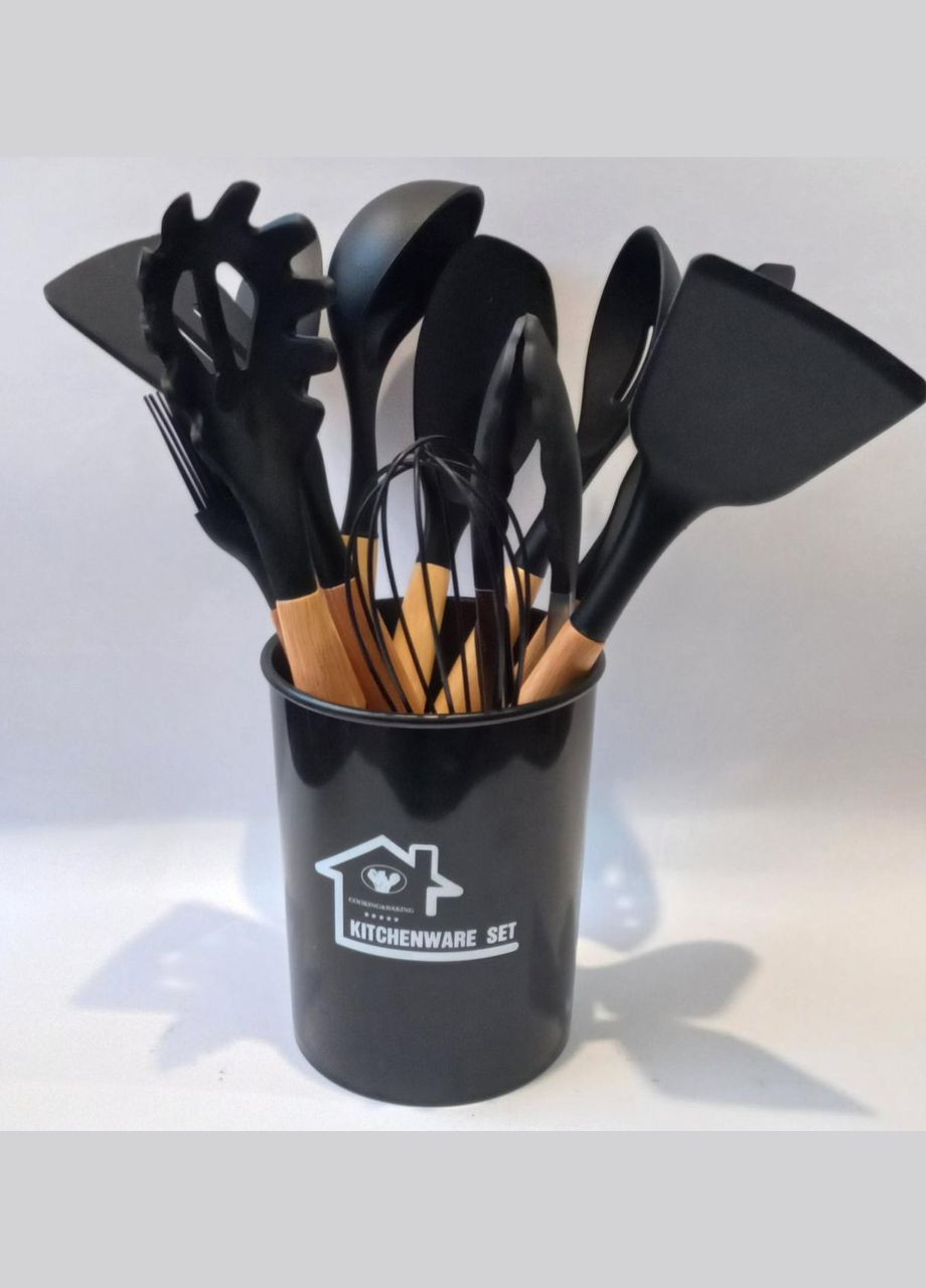 Силіконовий кухонний набір Kitchen Set 0350blasc 12 предметів чорні No Brand (300079524)