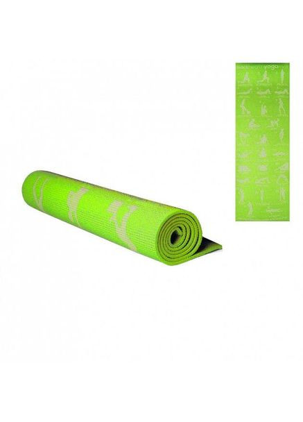Килимок для фітнесу, каремат, йога мат ПВХ 173х61 см 6 мм з принтом (MS 1845) Салатовий U-Powex (304541860)