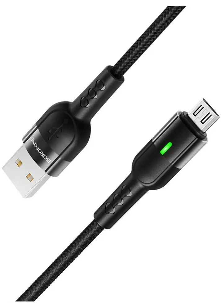 Кабель BU17 с индикатором USB to MicroUSB цвет черный ЦБ-00220474 Borofone (282743862)