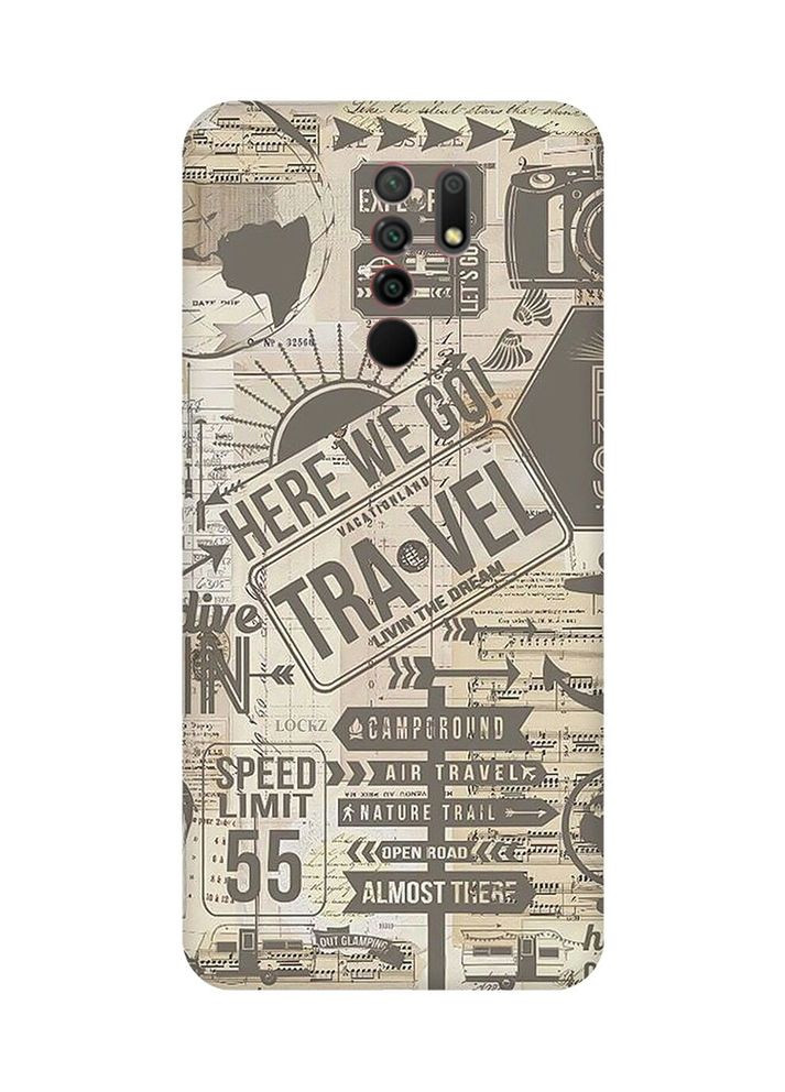 Матовый чехол с красными боками на Xiaomi Redmi 9:: Путешествия (принт 324) Creative (360667467)