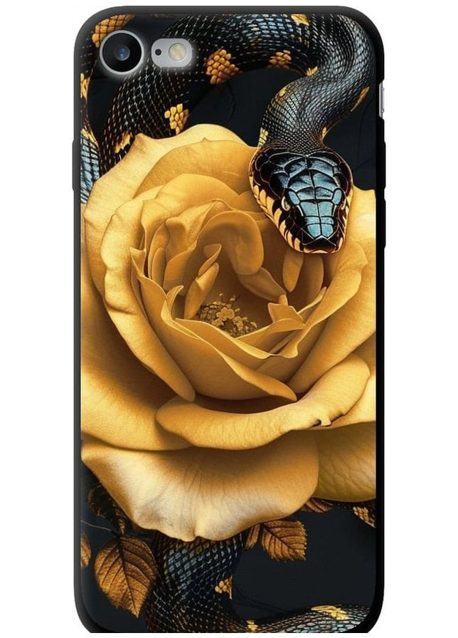 TPU черный чехол 'Black snake and golden rose' для Endorphone Apple iPhone SE 2020 (286762997)