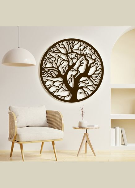 Панно 3D декоративне з об'ємом 15 мм для стін, Дерево у колі коричневе Декоинт (278289752)