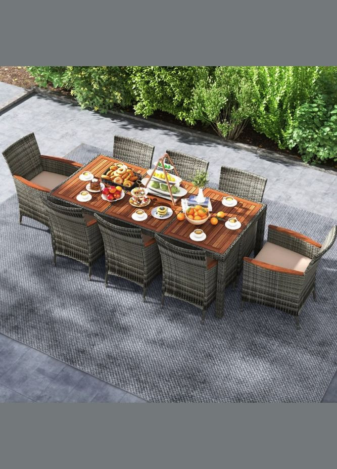 Комплект садовой мебели Viccos 8+1 Серый/бежевый Costway (362028003)