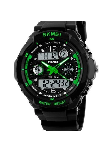 Наручные часы мужские S-Shock Green 0931 Черный (077) Skmei (387630651)