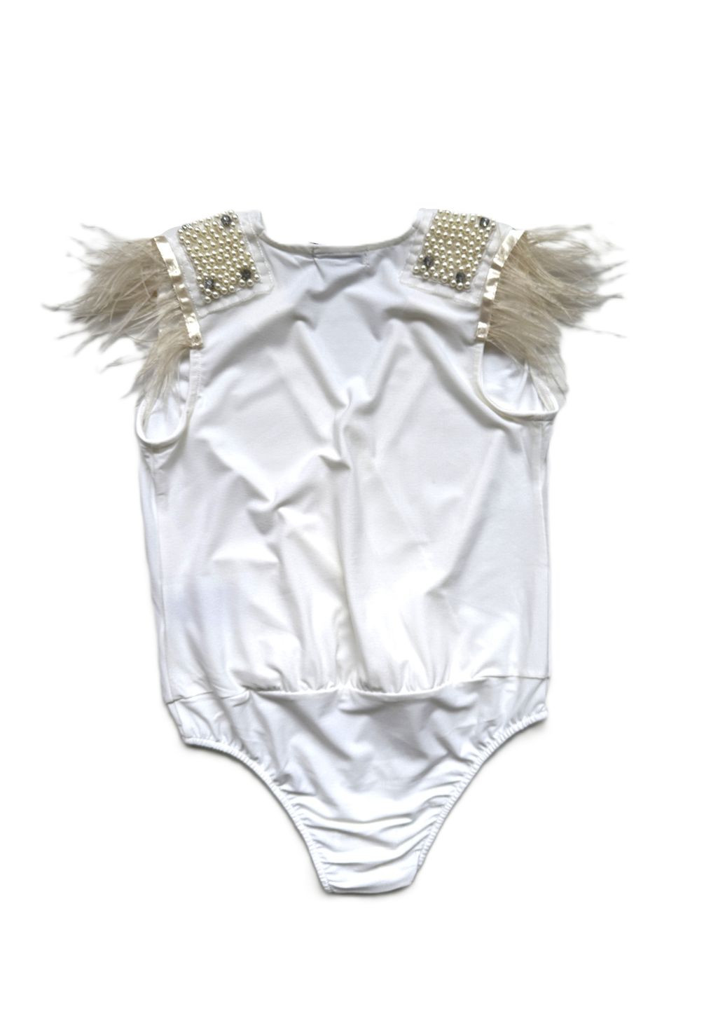 Боди вечерние с перьями TBT241 белое To Be Too (331634015)