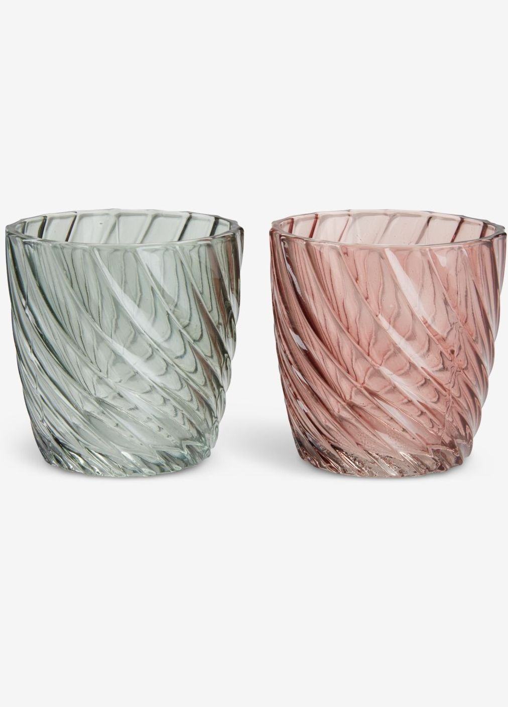 Свічник скляний 8х8 см зелений і рожевий 2 шт No Brand (294653010)