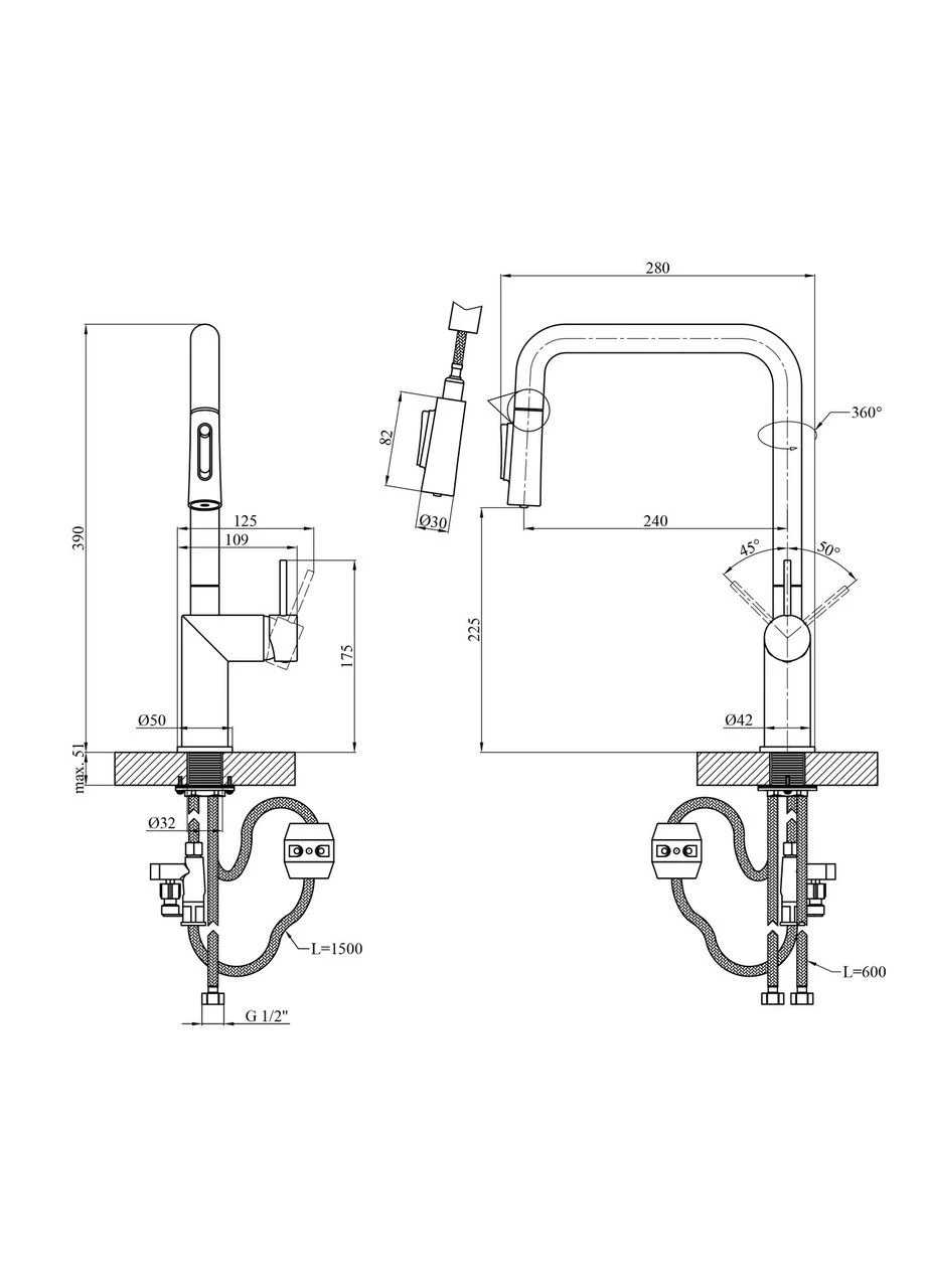 Смеситель для кухни Element 296569B-3801 Kroner (378275329)