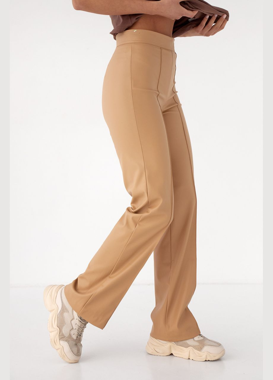 Светло-коричневые классические демисезонные прямые брюки Lurex