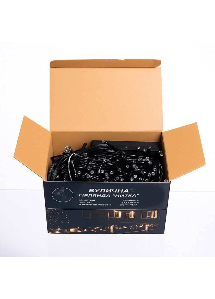 Гирлянда Нить уличная 300 LED 30 м на солнечной батарее черная, мультиколор No Brand (367838195)