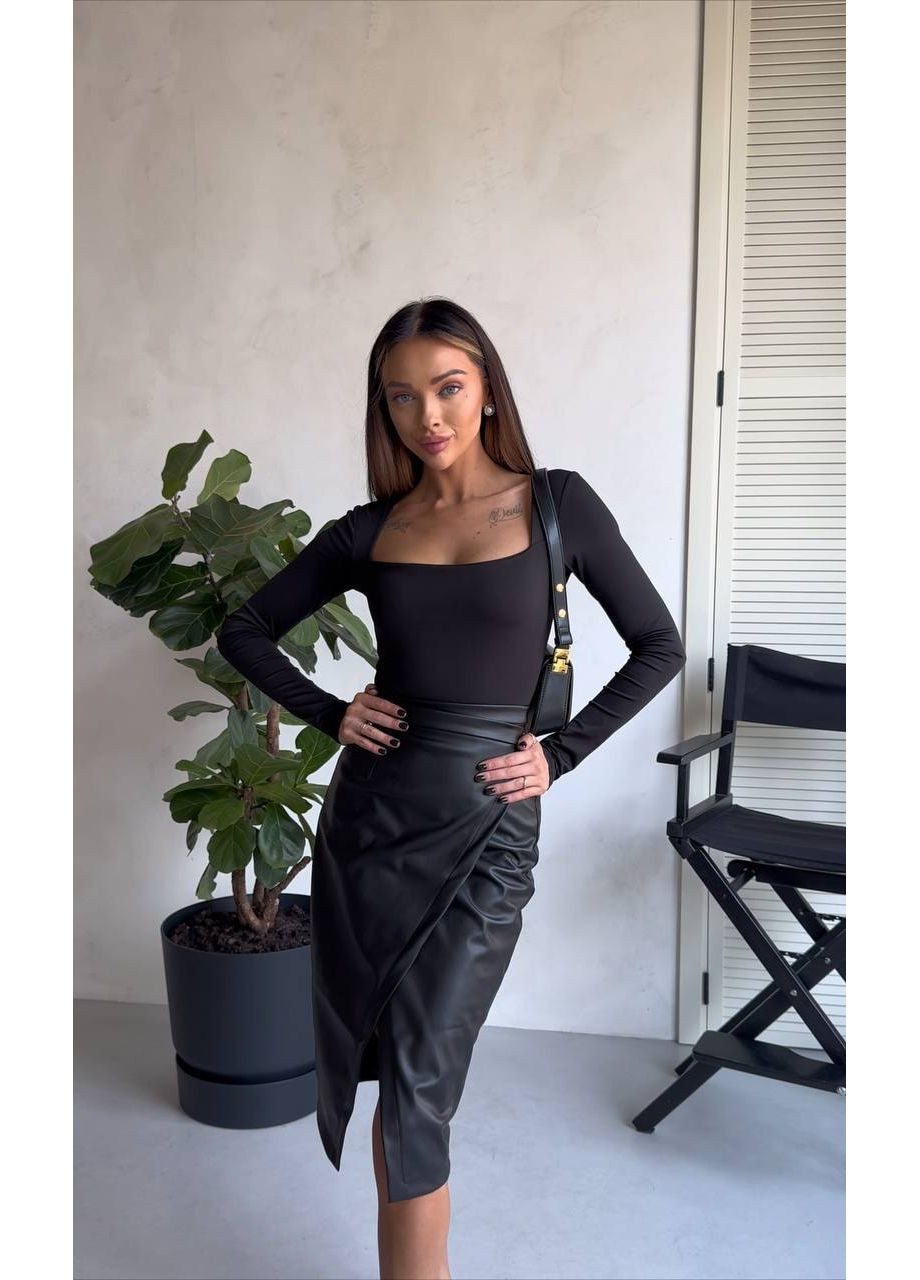 Шкіряна спідниця на запах — Заміри в описі DK/DL Мода без кордонів (366420888)