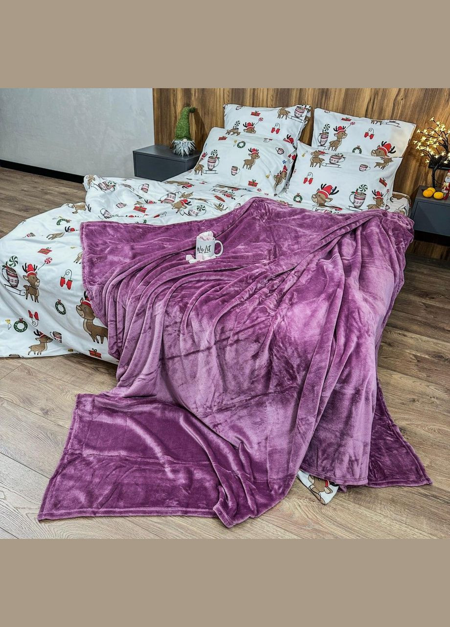 Плед микрофибра велсофт однотонный на диван полуторный 150х200 Беж (М-lel-001) No Brand (306633417)