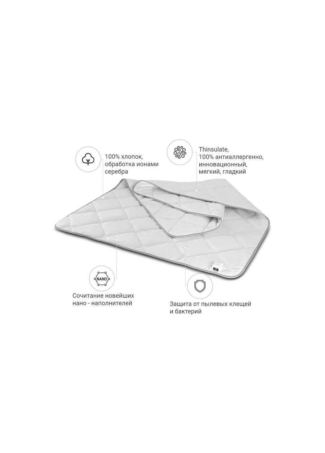 Одеяло антиаллергенное Bianco Thinsulat 0778 зима 172x205 см (ek45057) Mirson антиалергенна Bianco Thinsulat 0778 зима 172x205 с (392678012)