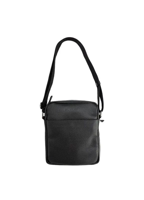 Мужская сумка из натуральной кожи на молнии, черная El.Club 813510 (370286716)