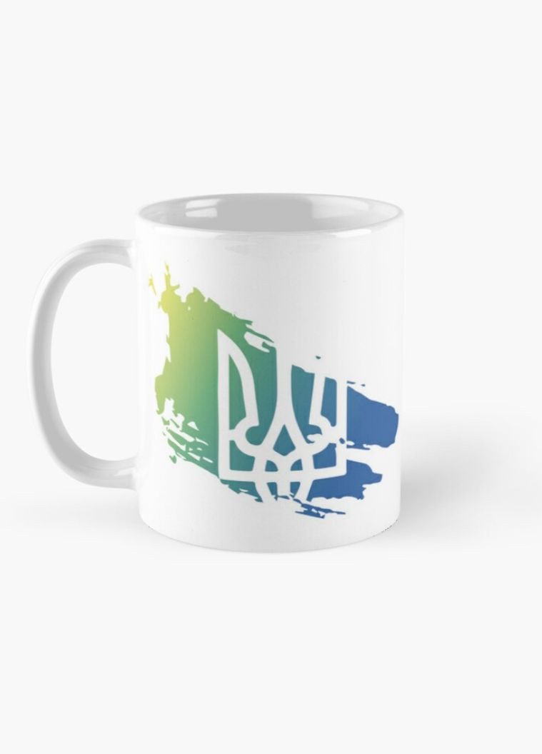 Чашка Керамическая Кружка с принтом Градиент герб Украины Тризуб Белая 330 мл Orca (317320127)