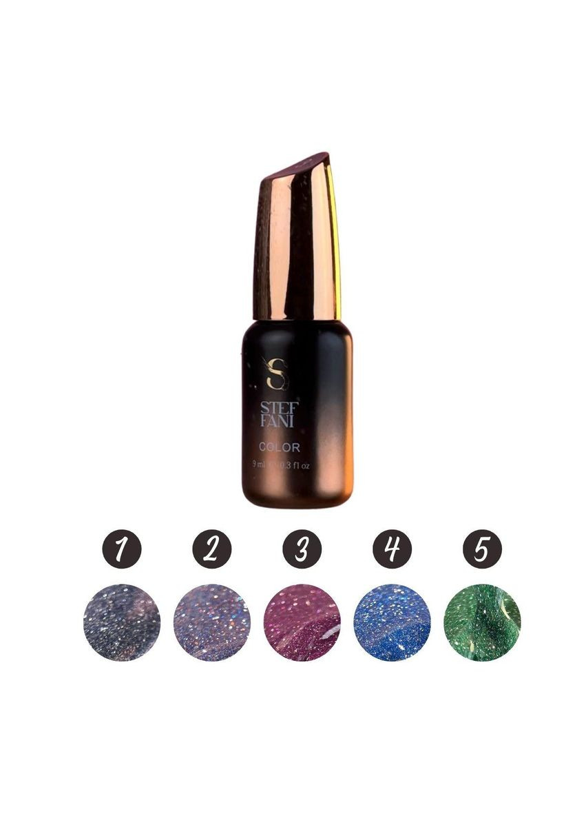 Гель-лак для нігтів із блискітками Color Gel Polish Starlight 9 мл, 01 Темно-сірий із шиммером Steffani (367989250)