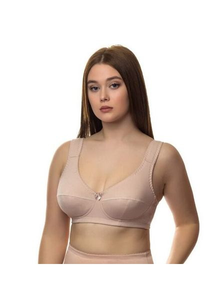 Бежевый бюстгальтер женский No Brand без косточек хлопок, эластан