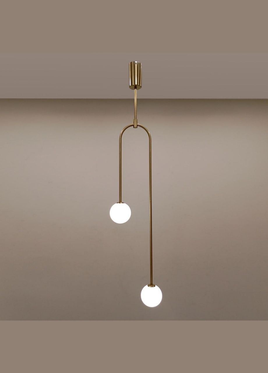 Подвесной современный светильник с двумя белыми шарами (52-9800-2 BRZ+WH) No Brand (370069730)