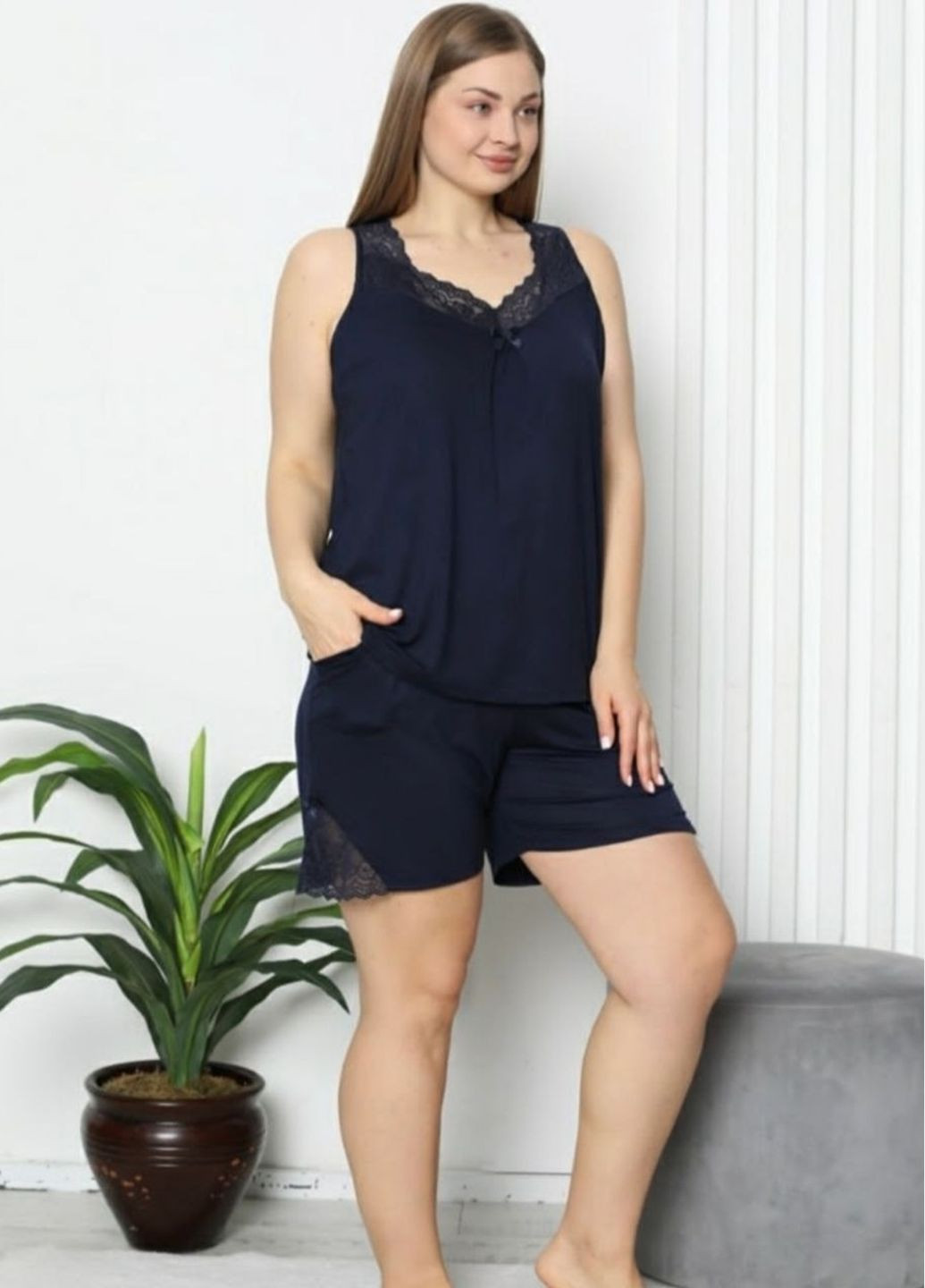 Синяя всесезон пижама вискозная Nicoletta