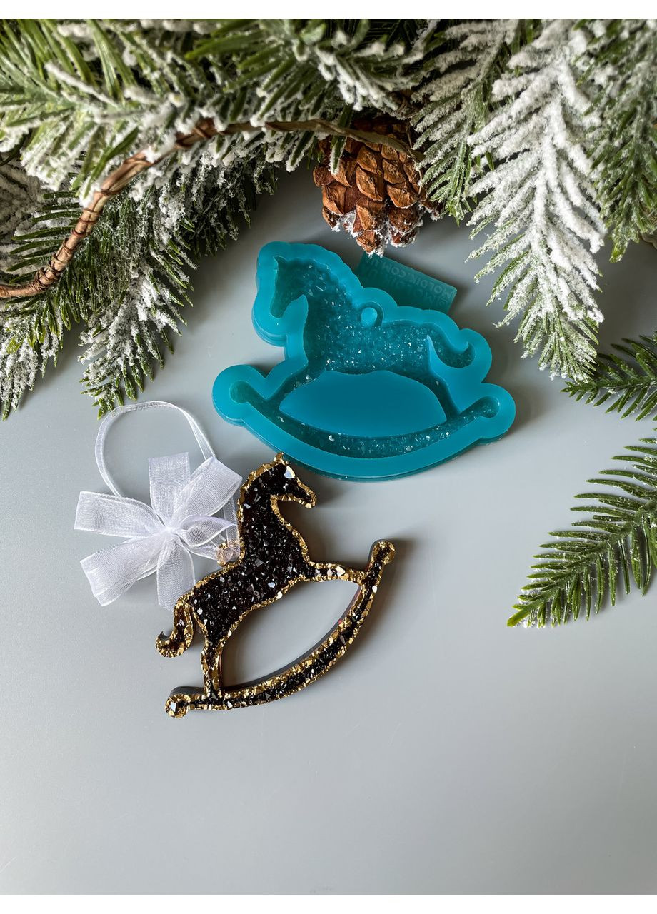 Молд кристалічний кінь гойдалка форма для новорічних іграшок на ялинку силіконова форма для епоксидної смоли No Brand (370566965)