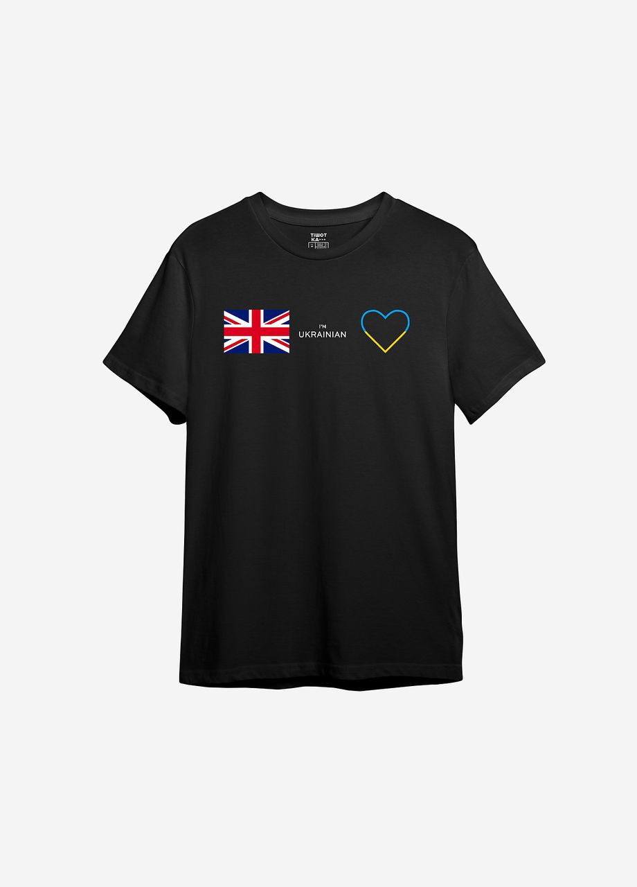 Чорна всесезон футболка з принтом "велика британiя" ТiШОТКА