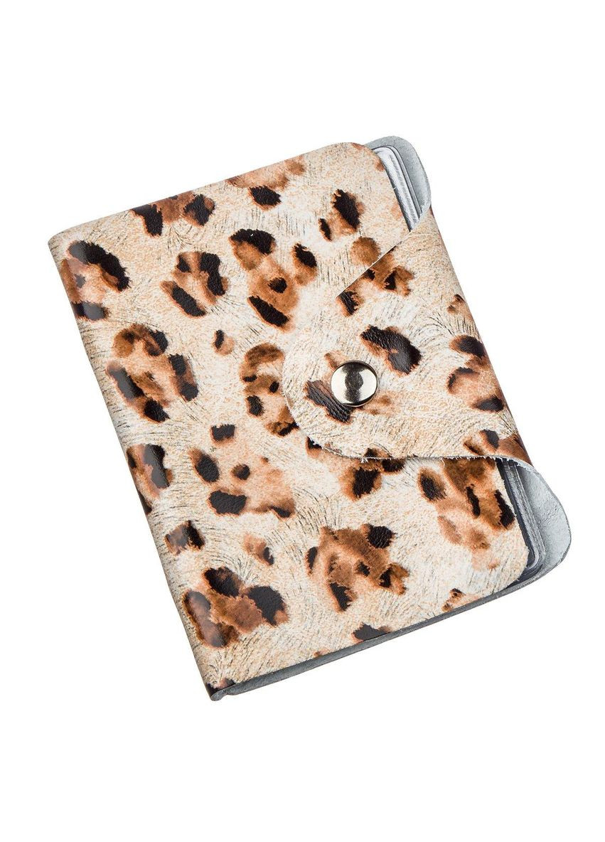 Визитница кожаная вертикальная леопардовая 19084 Разноцветная Shvigel (298920642)