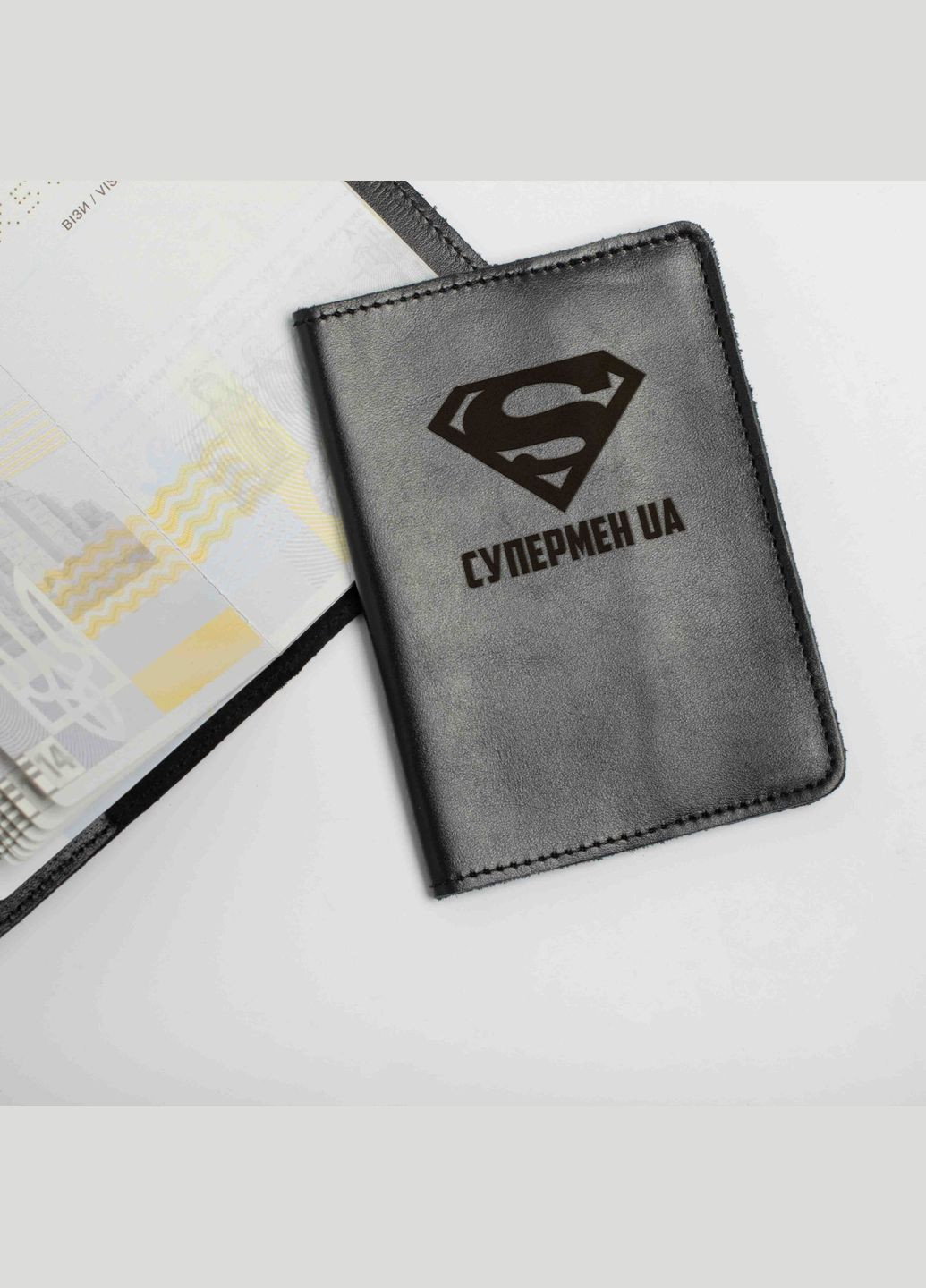 Обкладинка для паспорта "Супермен UA", Чорний, Black, українська BeriDari (269992865)