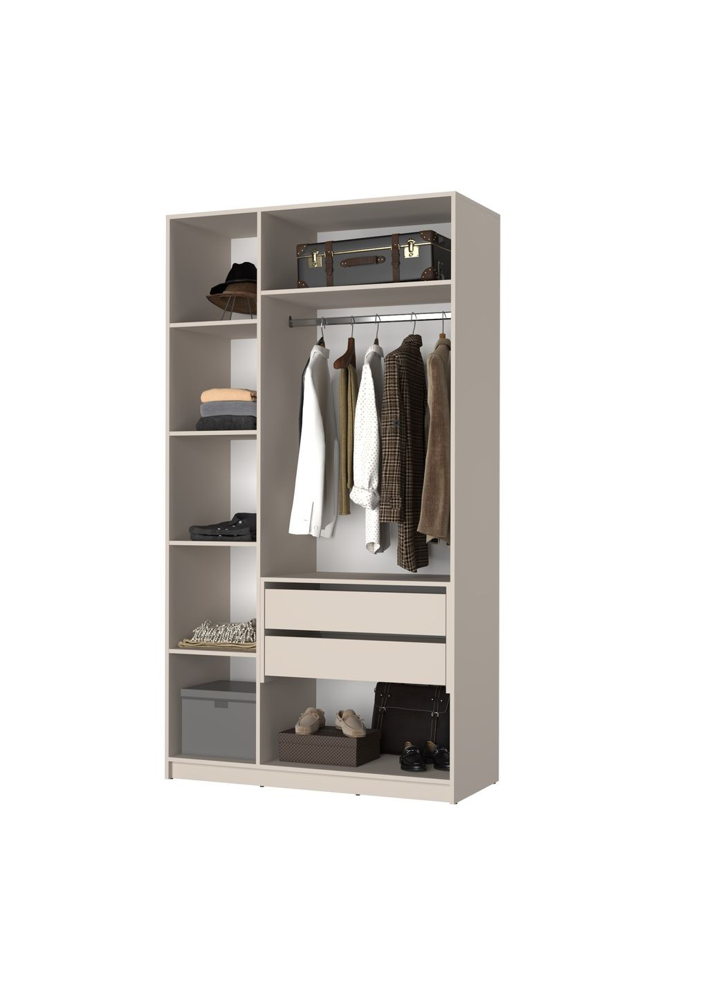 Шафа 3-дверна Оскар ДСП BG, блок шухляд 120x52x220 см Сіра мишка (MBS-4566) MebelStar (366427388)