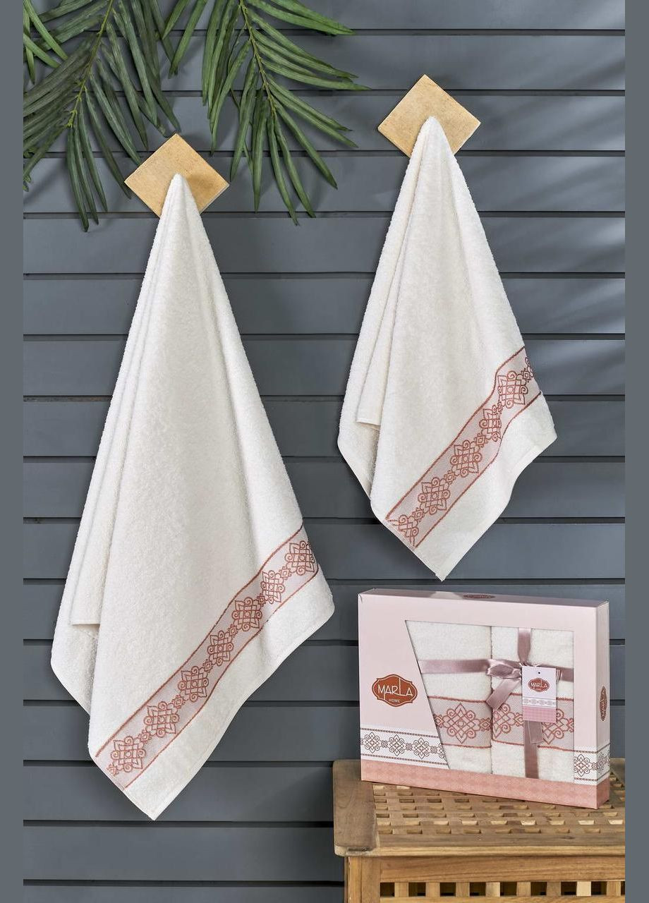 Набор махровых полотенец Marla Bellanita 50х90 см 70х140 см 2 шт. Кремовый Kayra кремовый