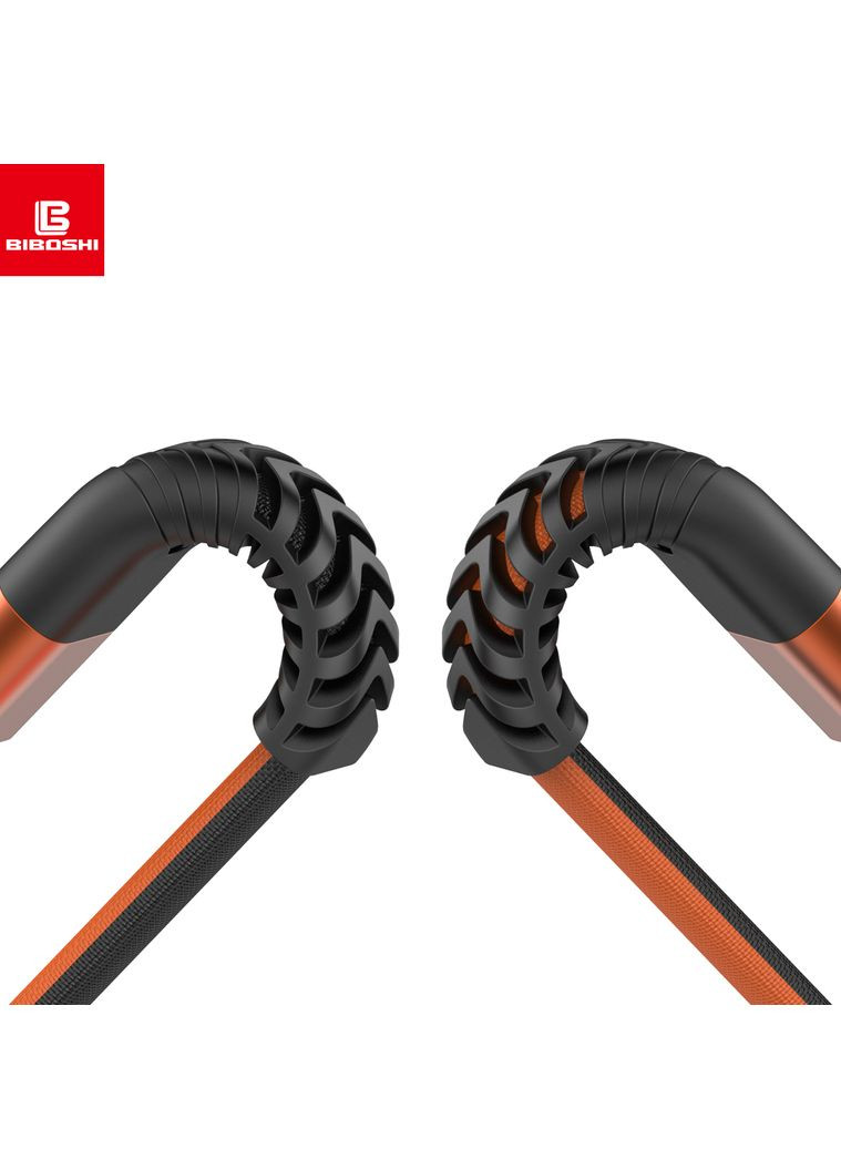 Кабель A18 USB - Lightning 1m 3A black - orange Biboshi (322818986)