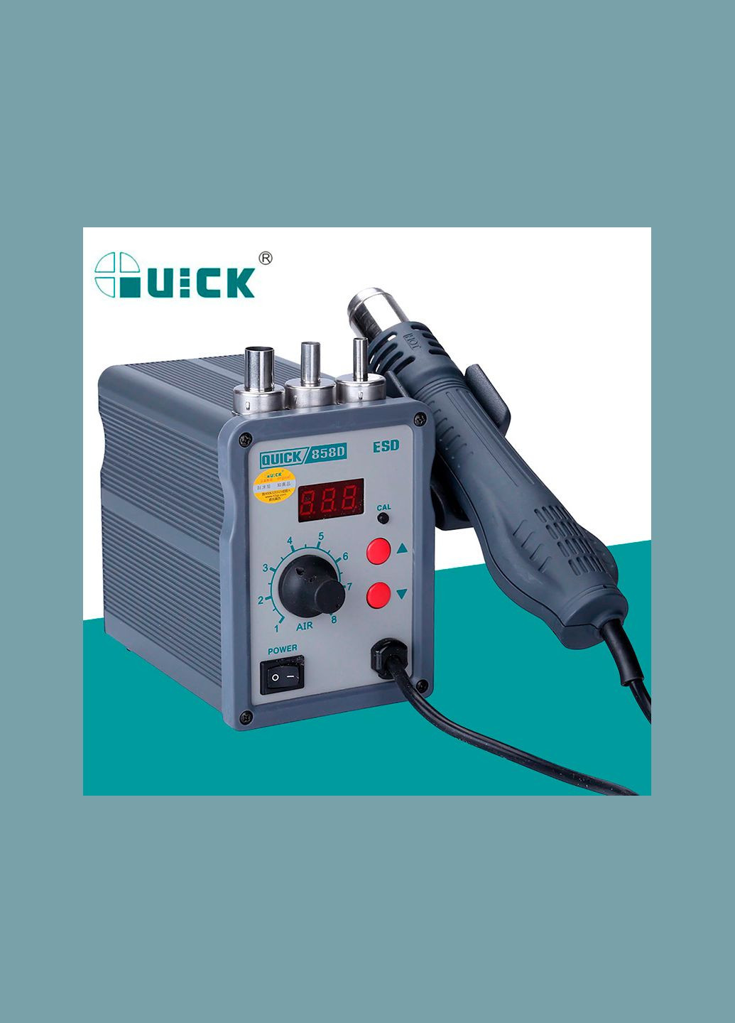 Термовоздушная паяльная станция 858D фен 750 Вт/100-450°С/30 л/мин Quick (317204227)
