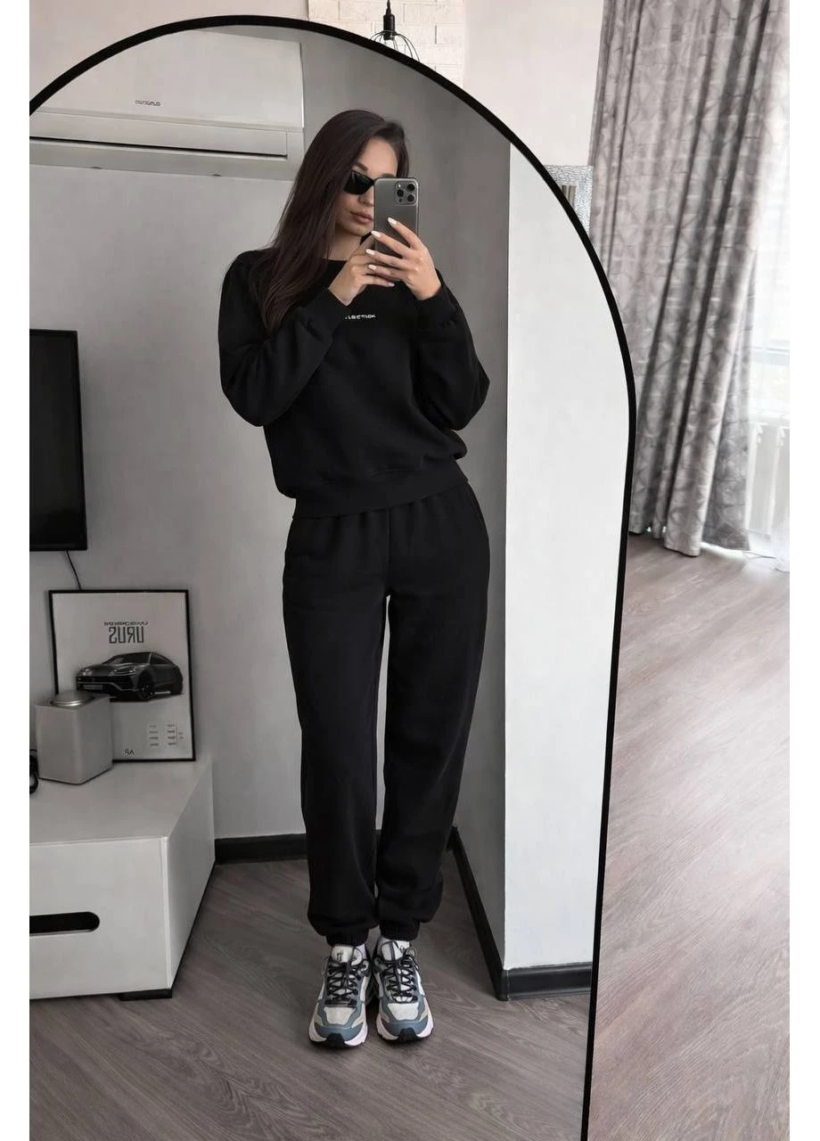 Костюм : свитшот + джоггеры темно-синего цвета No Brand Г 1436 572 (381927671)