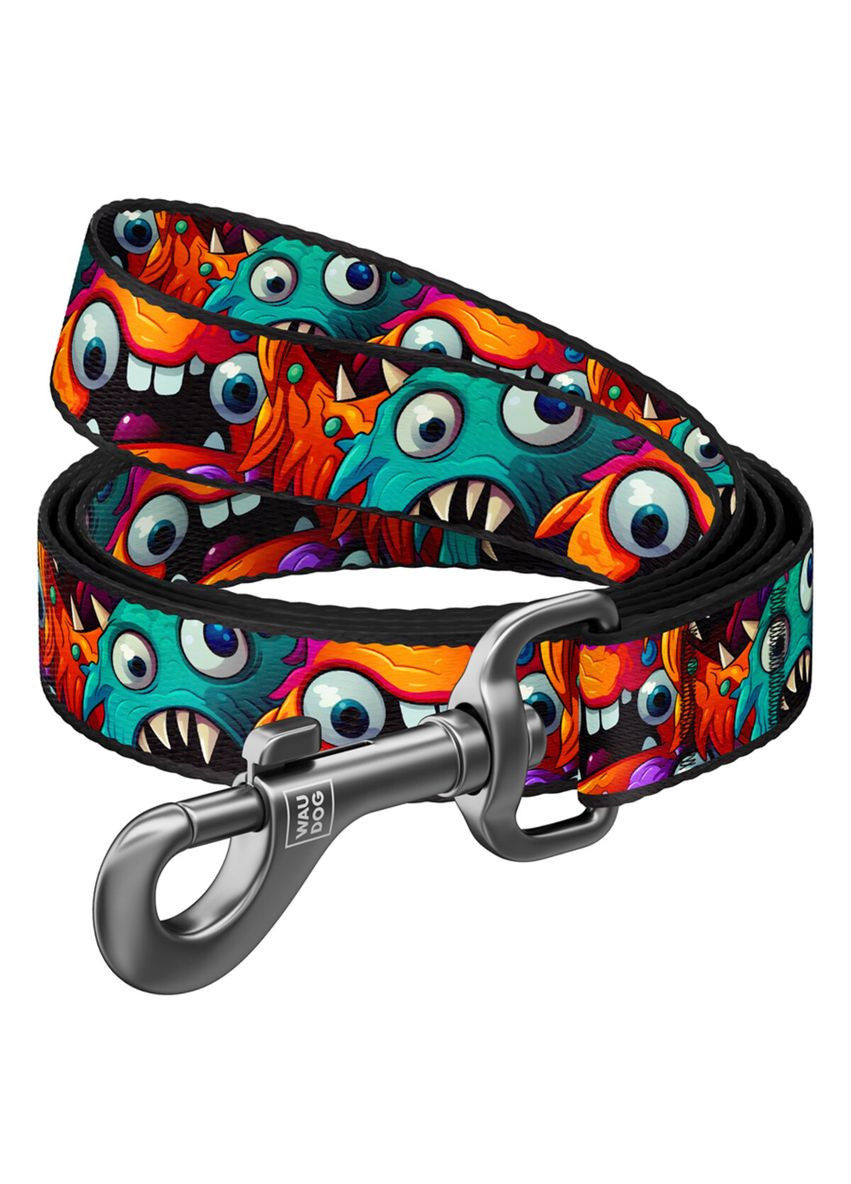 Поводок для собак нейлоновый Nylon, рисунок "Зубастые монстры", M, Ш 20 мм, Длинна 300 см WAUDOG (322642131)