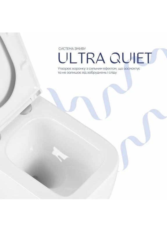 Унитаз подвесной Gemini Ultra Quiet 485×340×350 мм, White, с сиденьем Slim Duroplast / Soft-close / Quick Release Qtap (392433460)