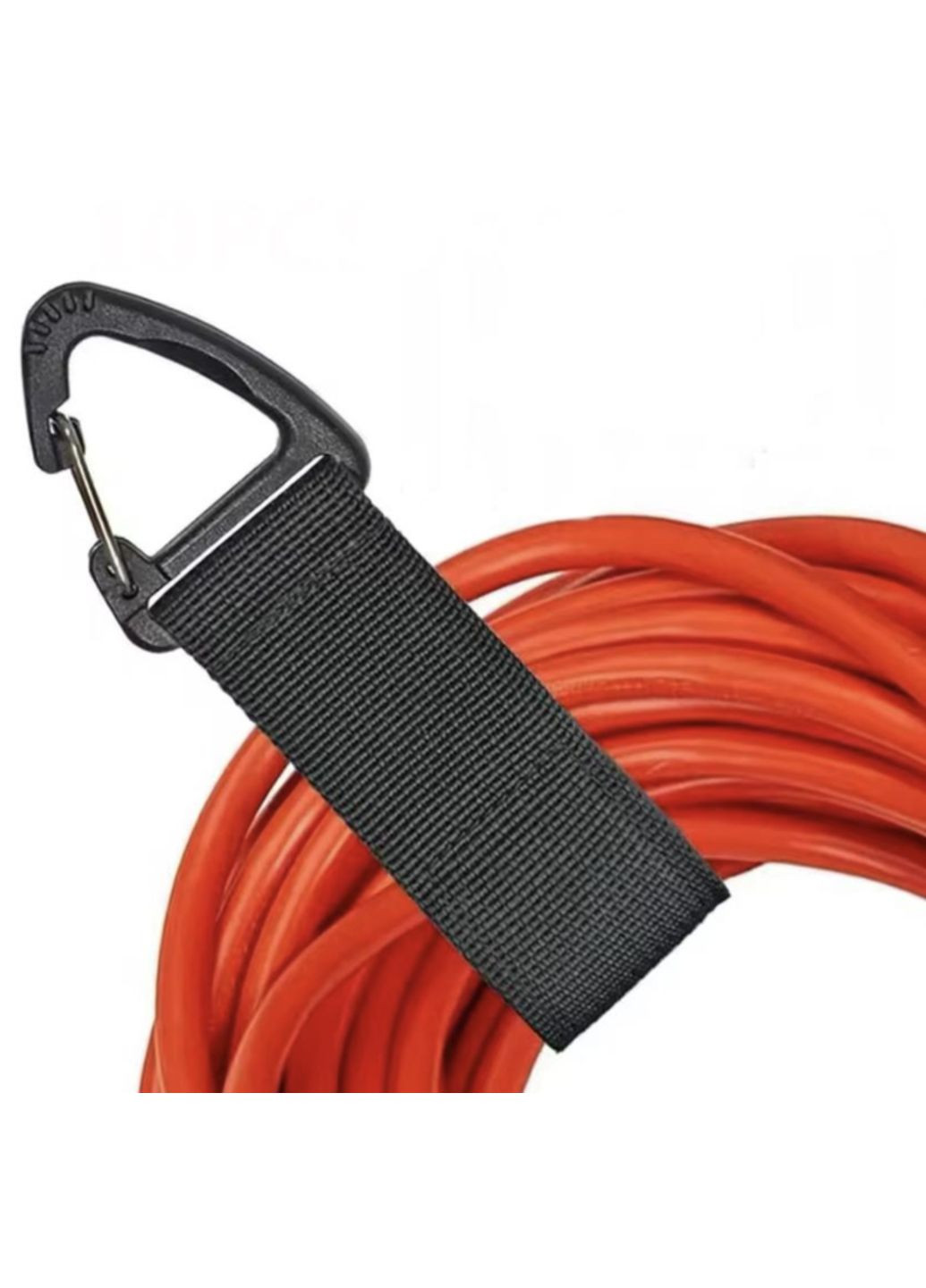 Фиксатор кабеля шланга веревки стяжка карабин держатель для провода велосепеда удочек липучка М 33 см 1 шт Черный Neon (340276168)