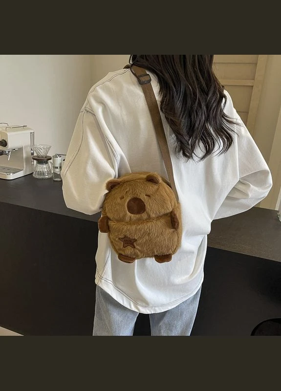 Сумка Капібара плюшева capybara дитяча коричнева через плече Shantou (321148208)