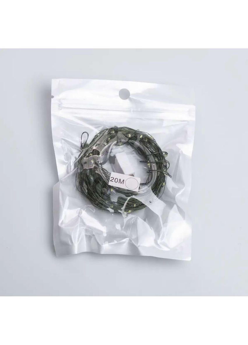 Гирлянда роса 20 метров USB на 200 led светодиодов капля зеленый провод белая USB200L20MGW Garlando (370373377)