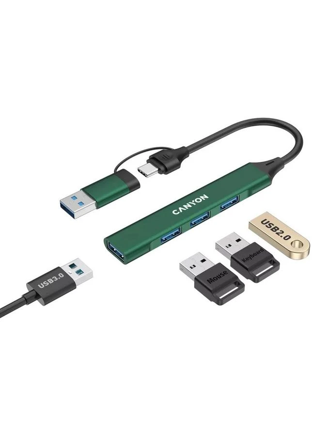USB-хаб DS-02 4in1 USB-A/C Green (CNS-TDS02GR) Canyon (328962007)
