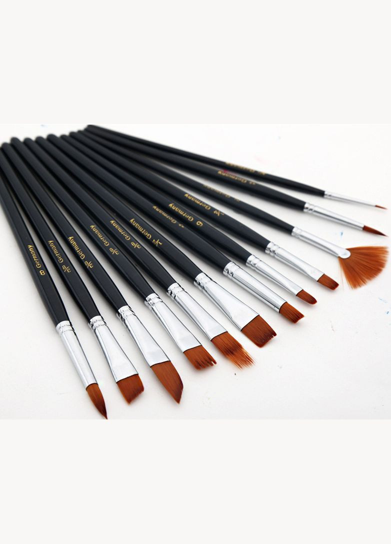 Набір професійних художніх пензликів з синтетики 12 штук Worison (322650344)