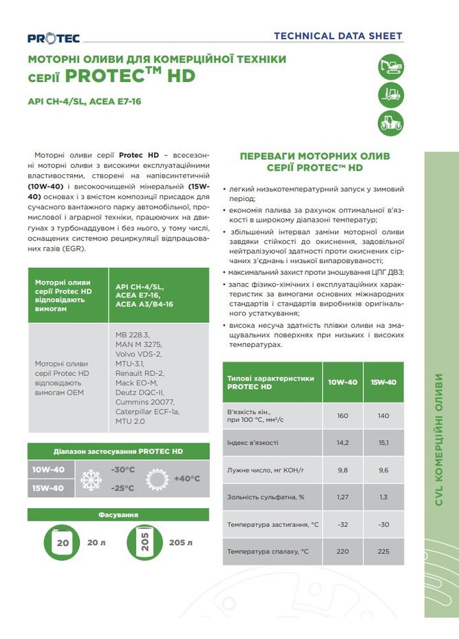 Моторна олива HD (20 л, 10W-40) напівсинтетична (41122) Protec (295038433)